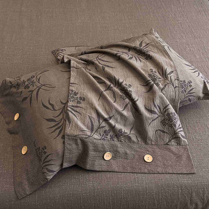 Ownkoti Retro Leaf Linen Button Bedding Set (4PCS)  - image 3