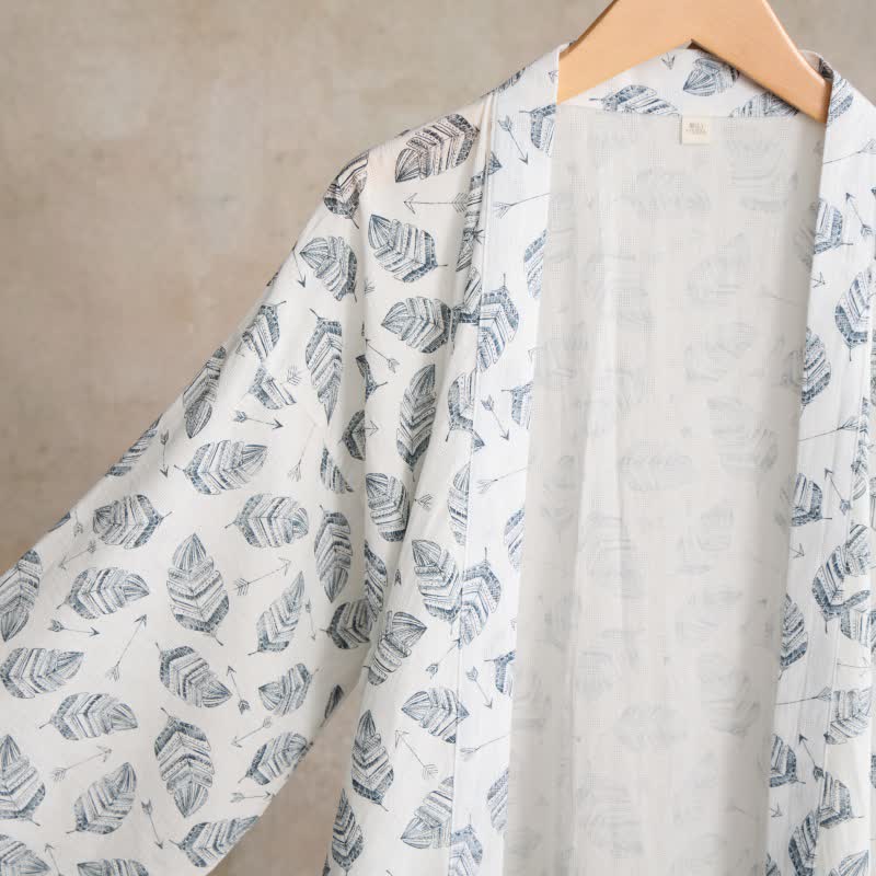 Ownkoti Leaf Arrow Cotton Kimono Robe - image 9