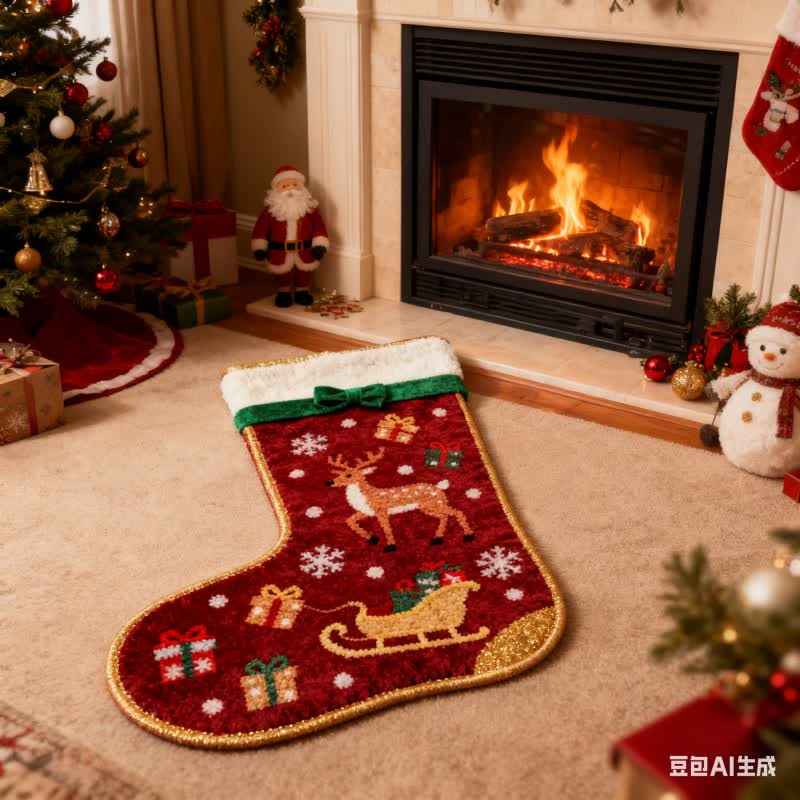 Ownkoti Christmas Inspired Stocking-Shaped Rug - image 3