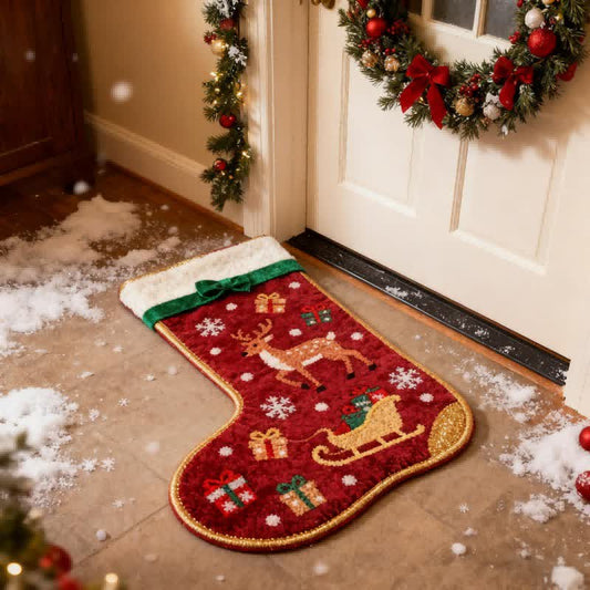 Ownkoti Christmas Inspired Stocking-Shaped Rug - 31" x 47" - image 0