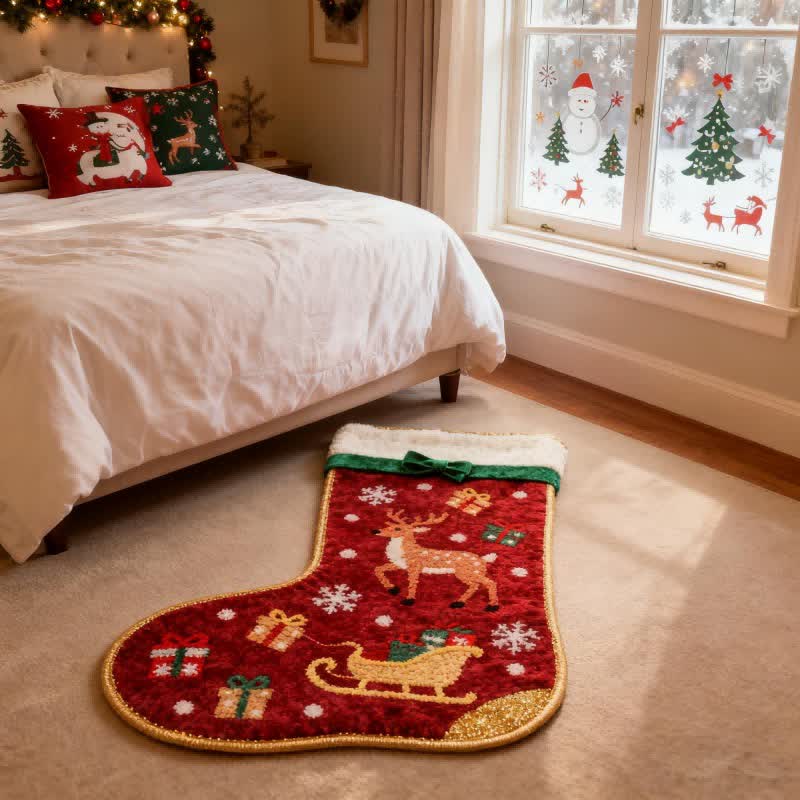 Ownkoti Christmas Inspired Stocking-Shaped Rug - image 1