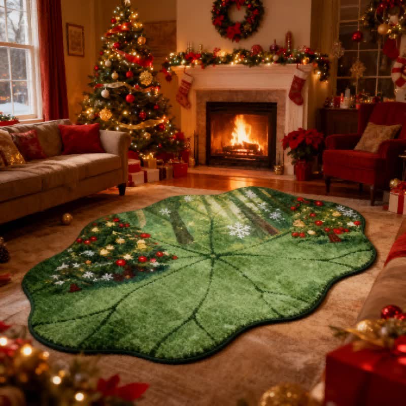 Ownkoti Lotus Leaf–Shaped Christmas Tree Rug - image 2