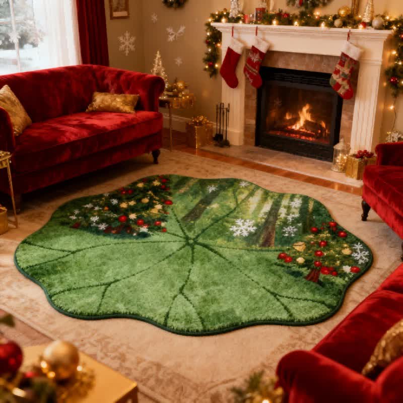 Ownkoti Lotus Leaf–Shaped Christmas Tree Rug - image 1