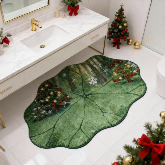 Ownkoti Lotus Leaf–Shaped Christmas Tree Rug - 35" x 55" - image 0