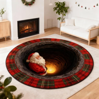 Ownkoti Christmas Santa Plaid 3D Effect Rug - image 3