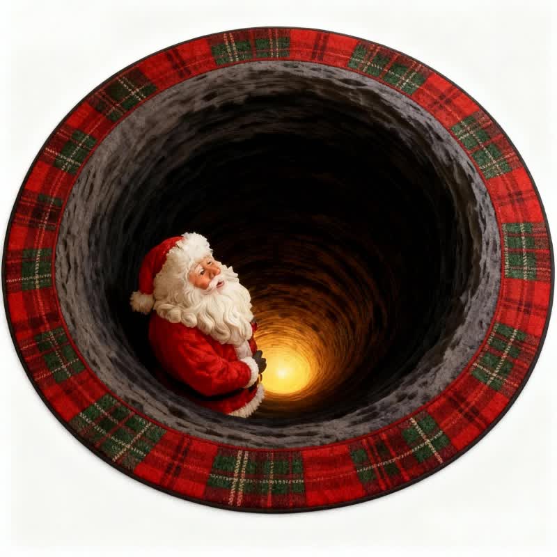 Ownkoti Christmas Santa Plaid 3D Effect Rug - image 4