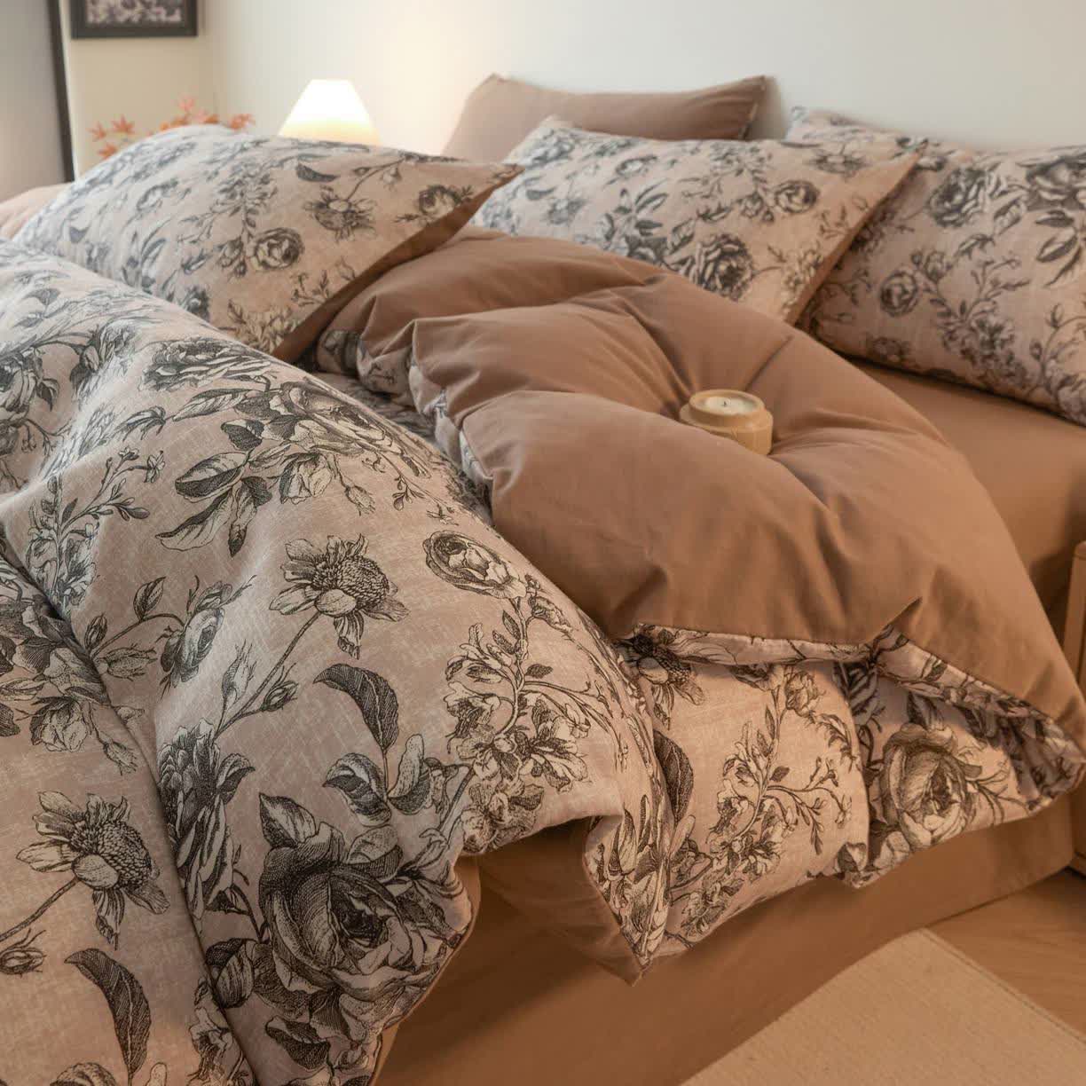 Ownkoti Rose Brushed Cotton Vintage Rose Bedding Set - image 3