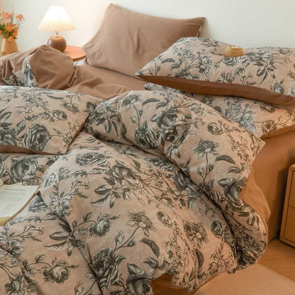 Ownkoti Rose Brushed Cotton Vintage Rose Bedding Set - image 2