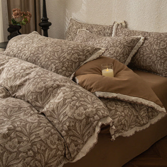 Ownkoti Vintage Leaf Lace Brushed Cotton Bedding Set - King - image 0