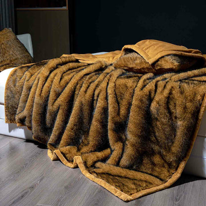 Ownkoti Luxury Faux Fur Plush Blanket - Brown - Queen - image 2