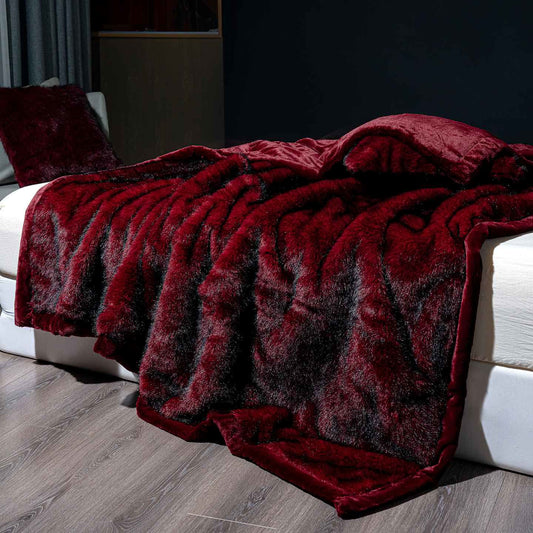 Ownkoti Luxury Faux Fur Plush Blanket - Red - Queen - image 3