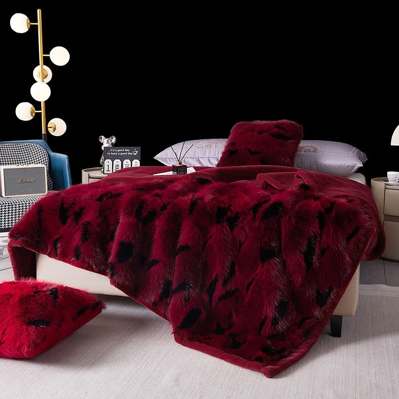 Ownkoti Modern Luxury Faux Fur Throw Blanket - Red - Queen - image 1