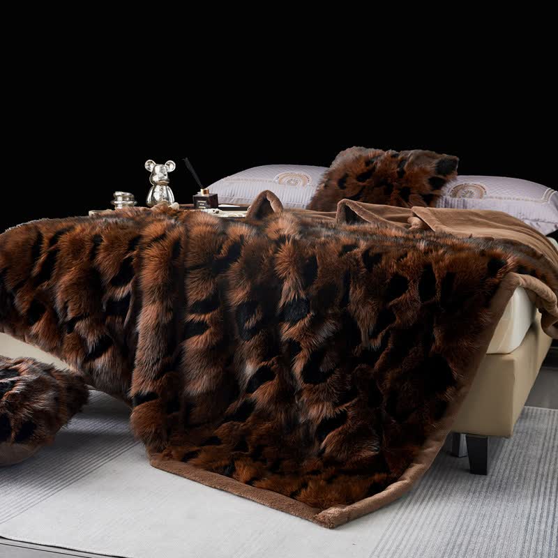 Ownkoti Modern Luxury Faux Fur Throw Blanket - Coffee - Queen - image 2