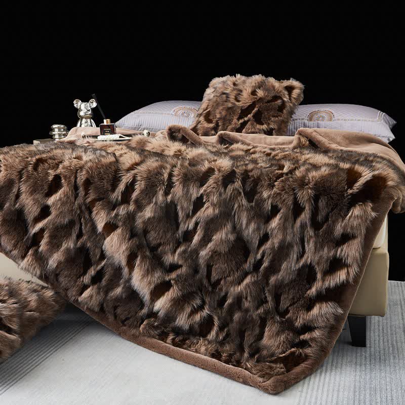 Ownkoti Modern Luxury Faux Fur Throw Blanket - Brown - Queen - image 6