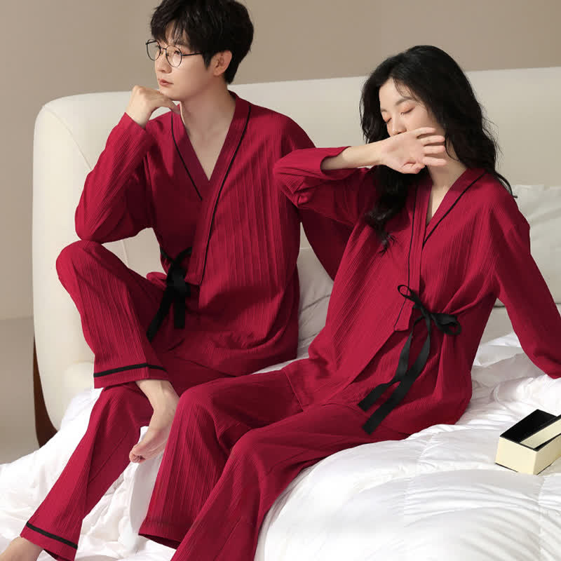 Ownkoti Couple Matching Cotton Kimono Pajama Set - image 3