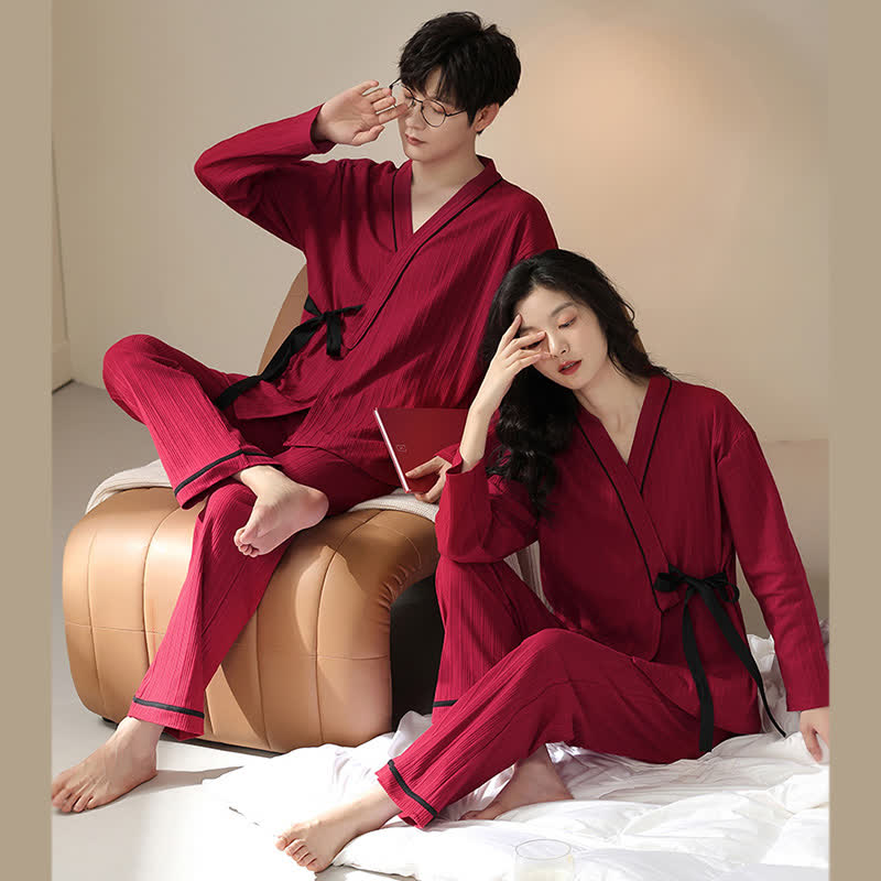 Ownkoti Couple Matching Cotton Kimono Pajama Set - image 2