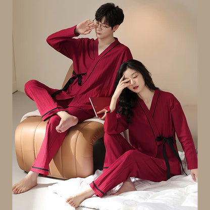 Ownkoti Couple Matching Cotton Kimono Pajama Set - image 2
