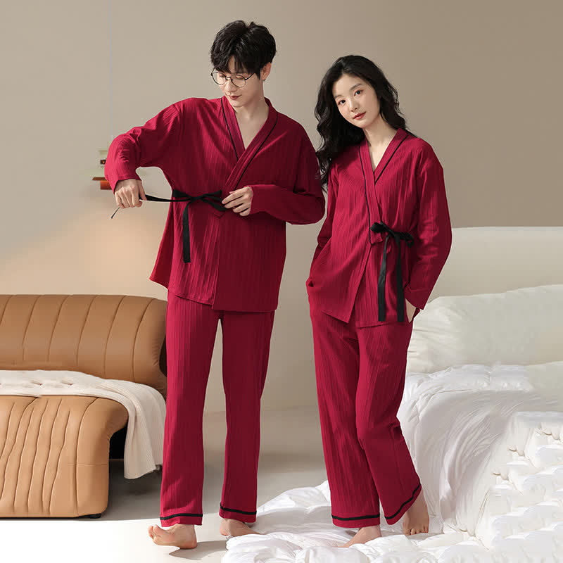 Ownkoti Couple Matching Cotton Kimono Pajama Set - image 1