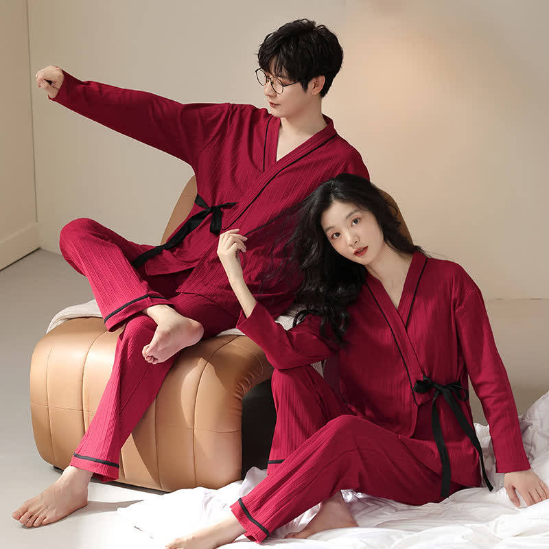 Ownkoti Couple Matching Cotton Kimono Pajama Set - image 0