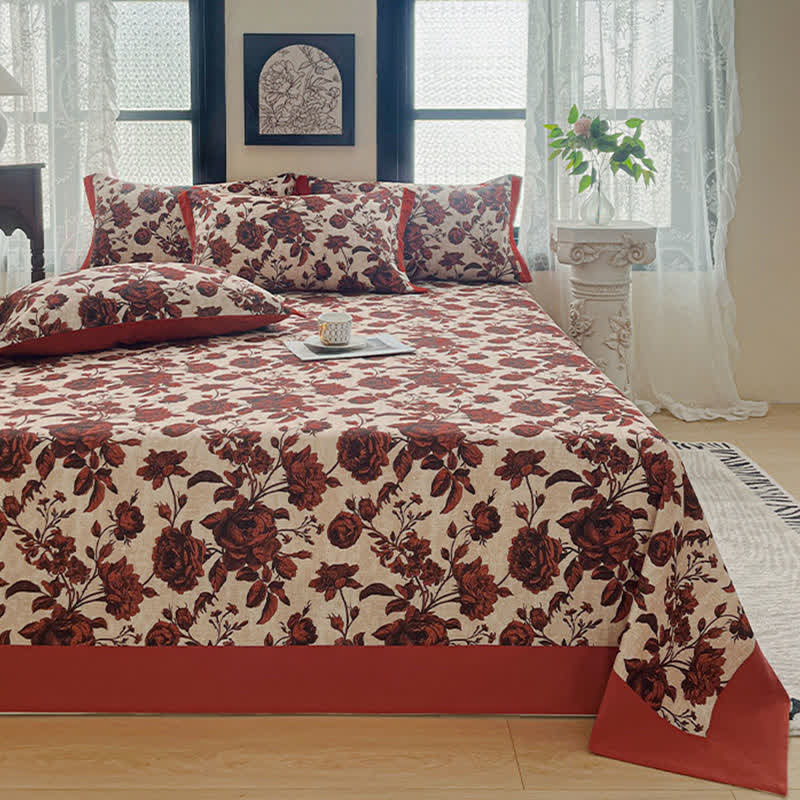 Ownkoti Rose Brushed Cotton Sheet Bedspread - 2PCS Pillowcases - 19" x 29" - image 0