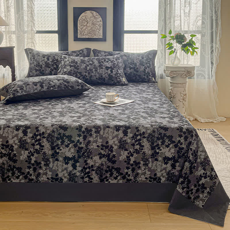 Ownkoti Vintage Floral Brushed Cotton Sheet Bedspread - 2PCS Pillowcases - 19" x 29" - image 0