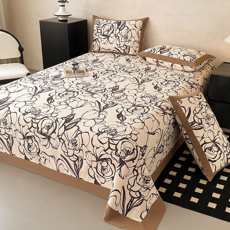 Ownkoti Abstract Flower Brushed Cotton Sheet Bedspread - 2PCS Pillowcases - 19" x 29" - image 0