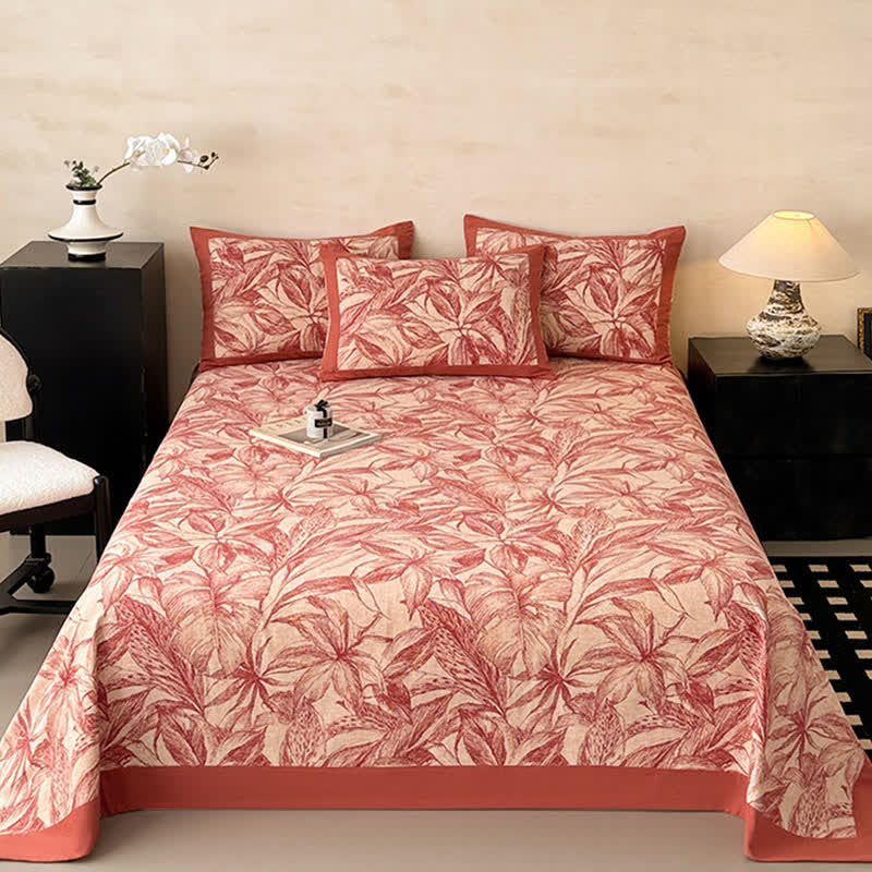 Ownkoti Red Leaf Brushed Cotton Sheet Bedspread - image 1