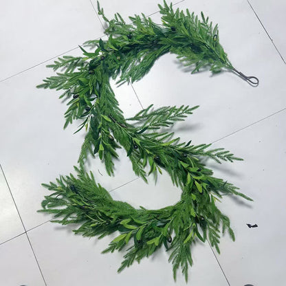 Ownkoti PE Faux Greenery Olive Branch Christmas Garland - 2PCS - 106" - image 4