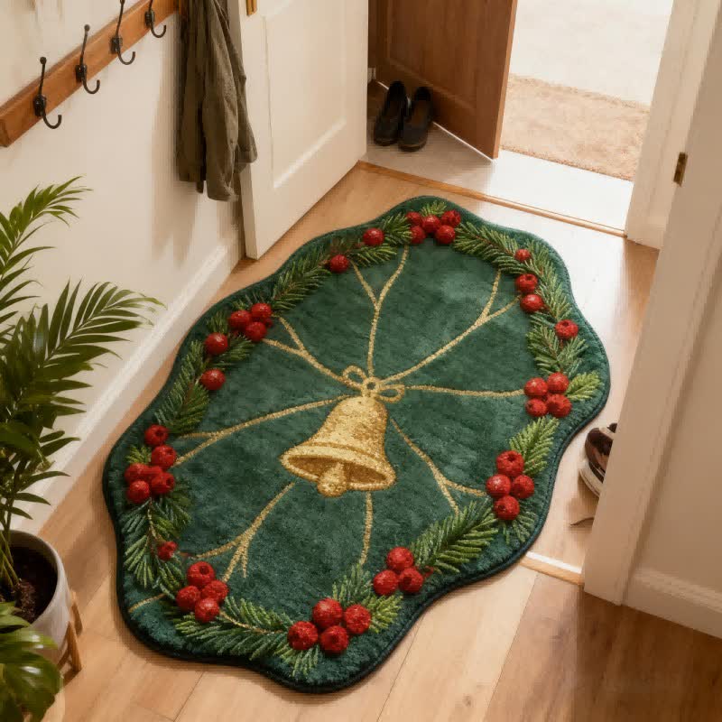 Ownkoti Lotus Leaf–Shaped Christmas Bell Rug - 35" x 55" - image 0