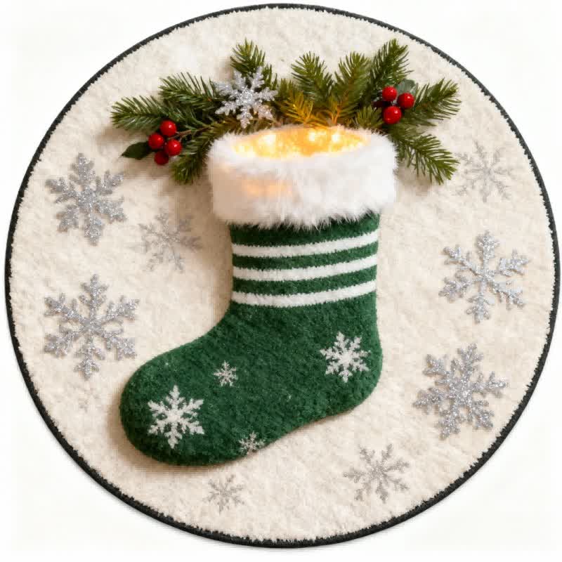 Ownkoti Christmas Snowflakes Stocking 3D Effect Rug - image 4