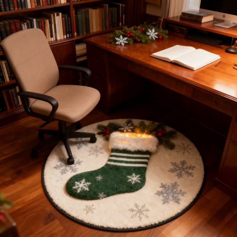 Ownkoti Christmas Snowflakes Stocking 3D Effect Rug - image 3