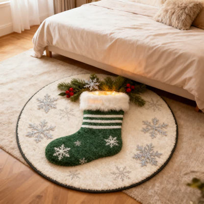 Ownkoti Christmas Snowflakes Stocking 3D Effect Rug - image 2