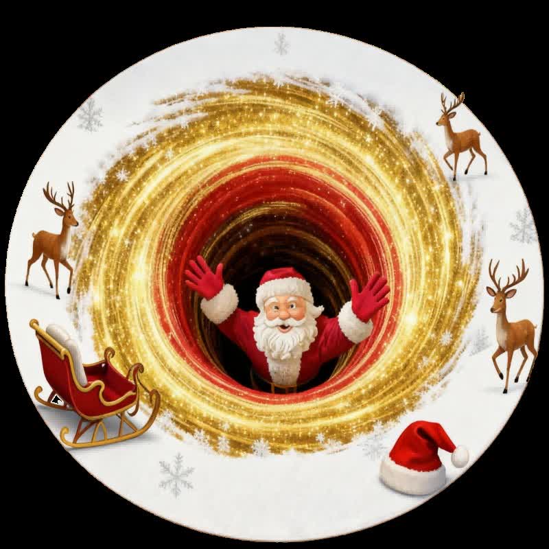 Ownkoti Christmas Santa Reindeer 3D Effect Rug - image 3