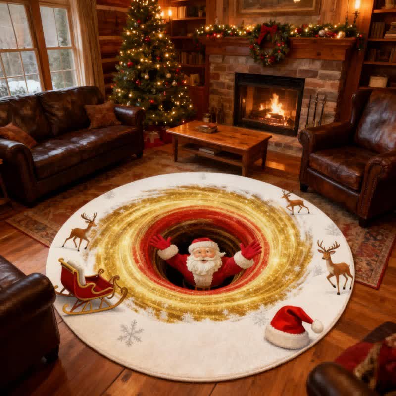 Ownkoti Christmas Santa Reindeer 3D Effect Rug - image 2