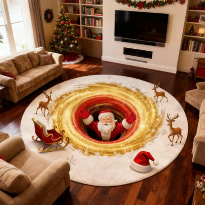 Ownkoti Christmas Santa Reindeer 3D Effect Rug - image 1