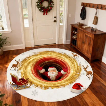 Ownkoti Christmas Santa Reindeer 3D Effect Rug - 55" x 55" - image 0