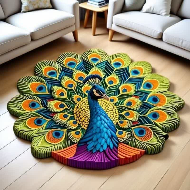 Ownkoti Peacock Floral 3D Effect Rug - C - 63" - image 2