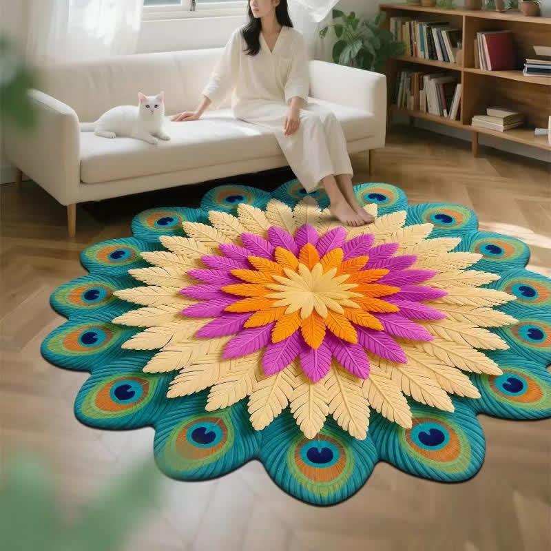 Ownkoti Peacock Floral 3D Effect Rug - G - 63" - image 6