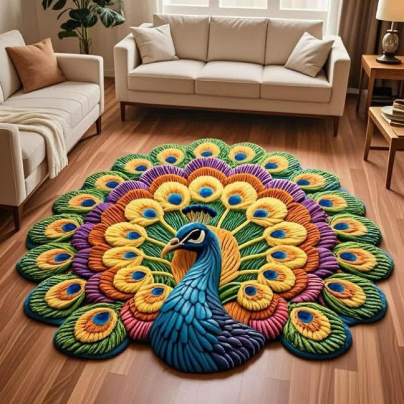 Ownkoti Peacock Floral 3D Effect Rug - A - 63" - image 0
