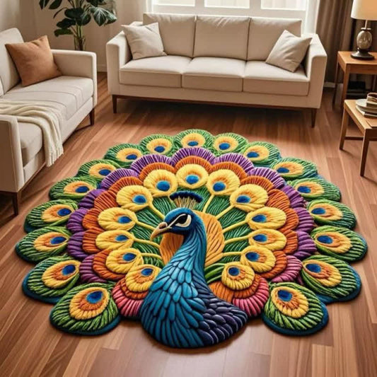 Ownkoti Peacock Floral 3D Effect Rug - A - 63" - image 0