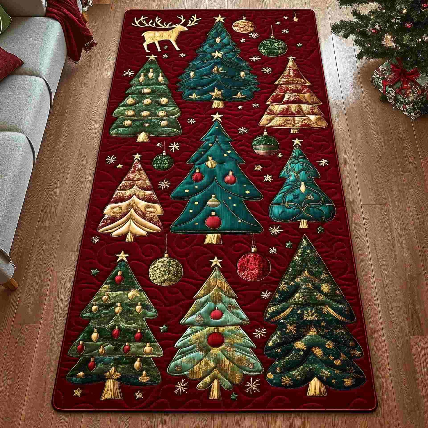 Ownkoti Christmas Tree Inspired Decorative Rug - A - 23" x 79" - image 0