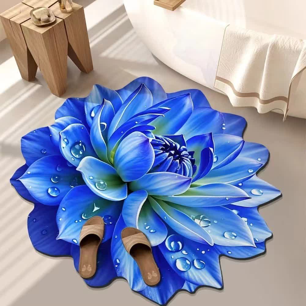 Ownkoti Colorful Floral 3D Effect Rug - Blue - 55" - image 6