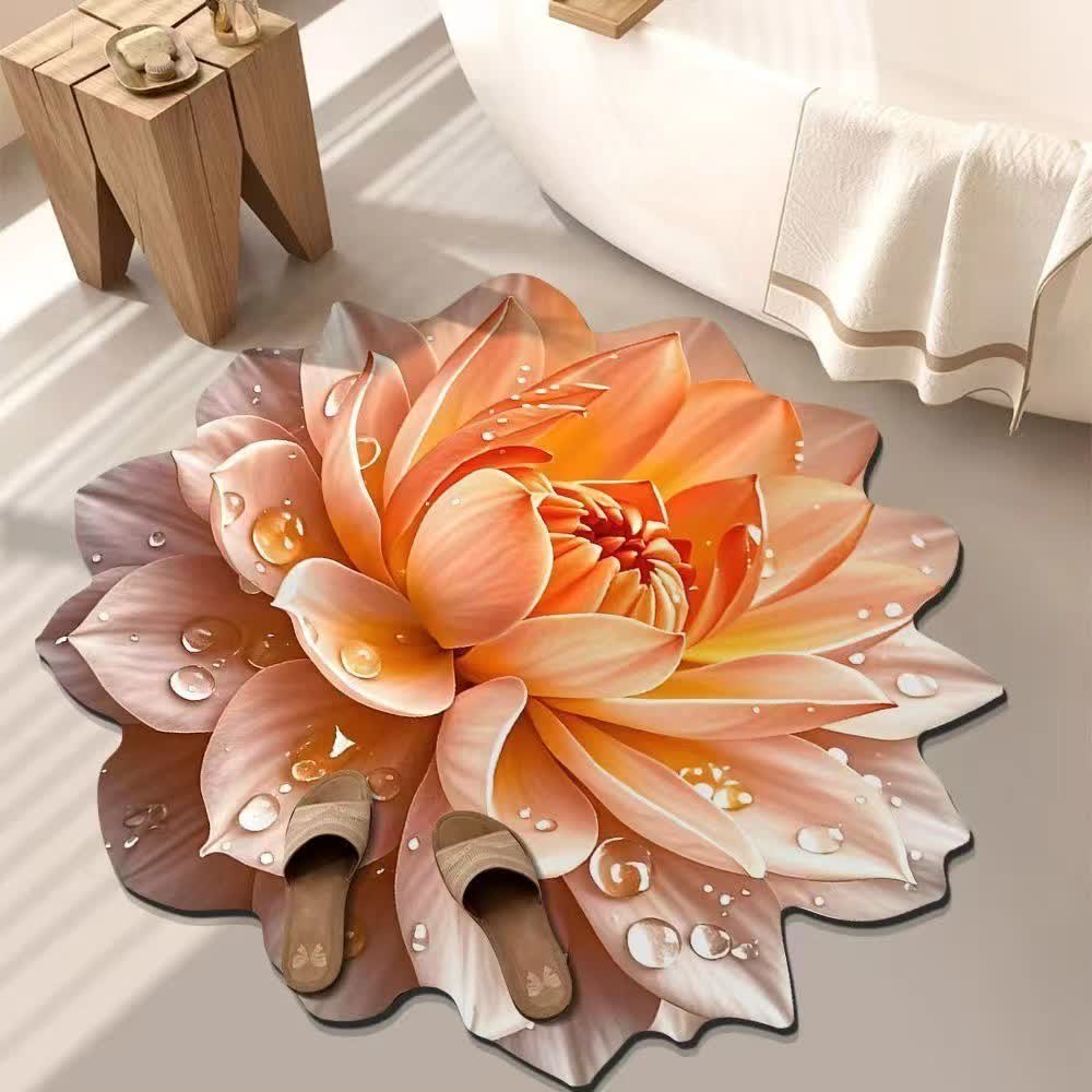 Ownkoti Colorful Floral 3D Effect Rug - Orange - 55" - image 2