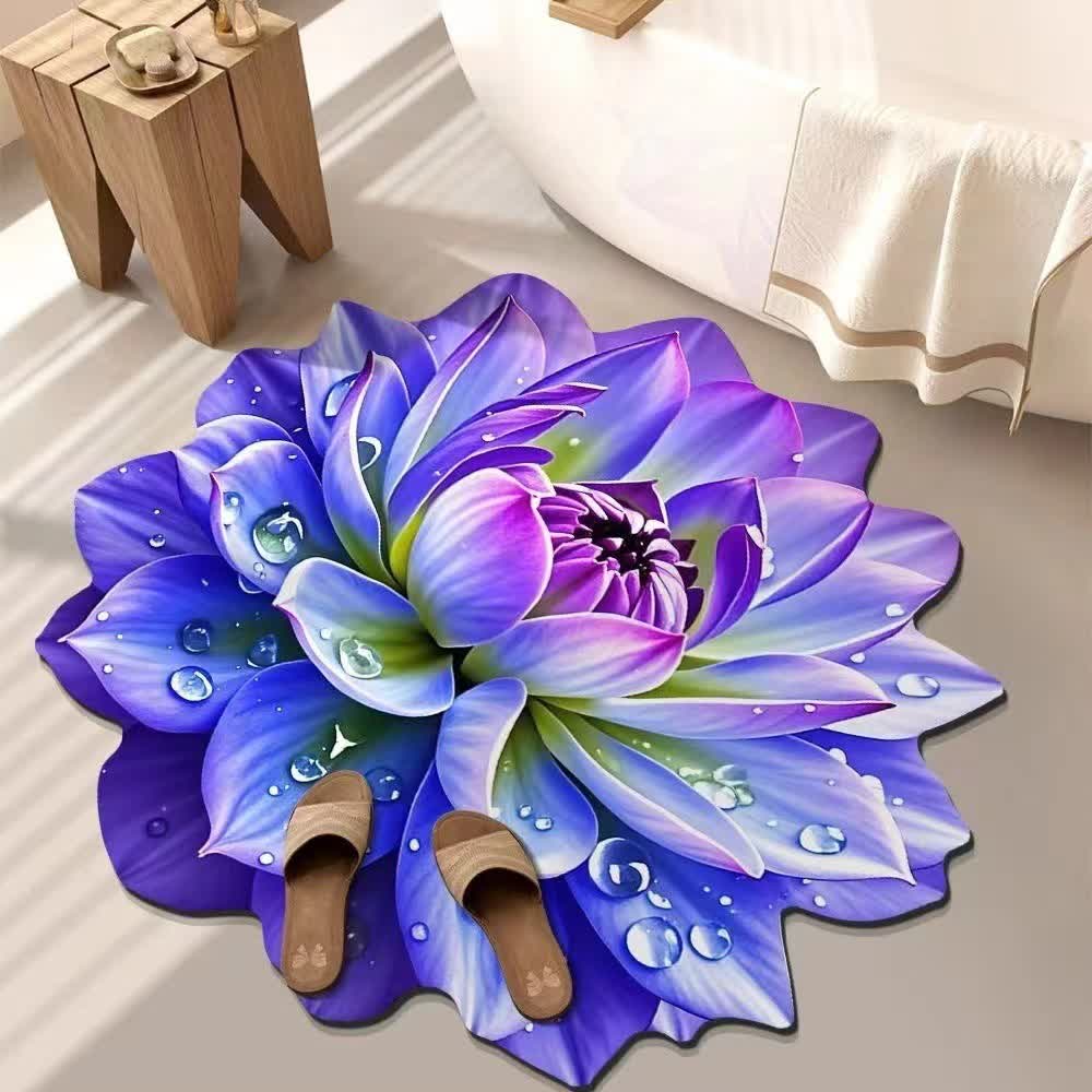Ownkoti Colorful Floral 3D Effect Rug - Purple - 55" - image 1