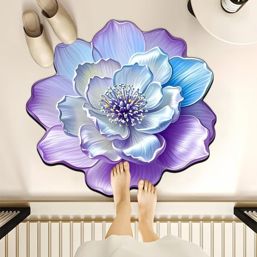 Ownkoti Flower-Shaped 3D Effect Rug - Light Purple - 39" x 39" - image 3