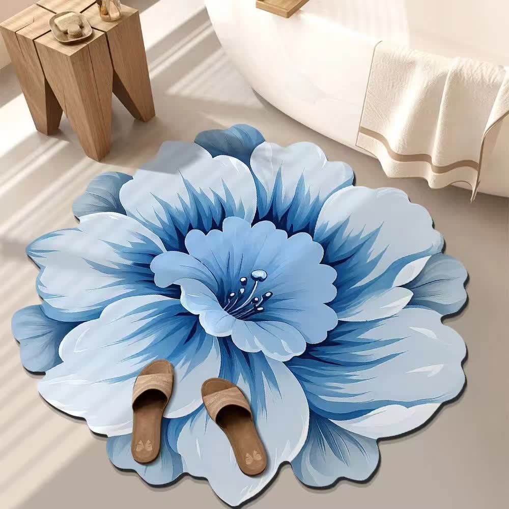 Ownkoti Rustic Style Flower 3D Effect Rug - Light Blue - 47" x 47" - image 5