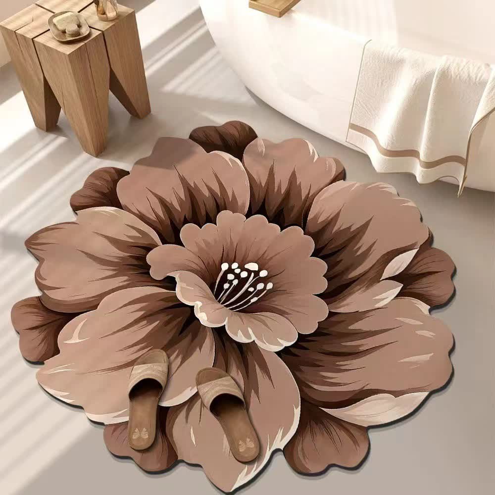 Ownkoti Rustic Style Flower 3D Effect Rug - Brown - 47" x 47" - image 6