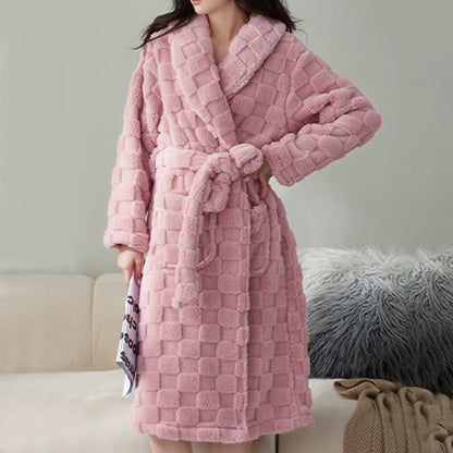 Ownkoti Couple Matching Plaid Textured Fleece Robe - image 14