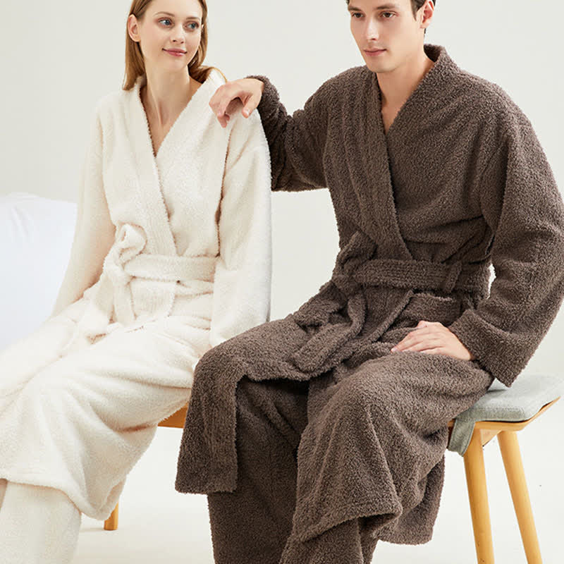 Ownkoti Couple Matching Solid Color Bathrobe Pants Set - image 0
