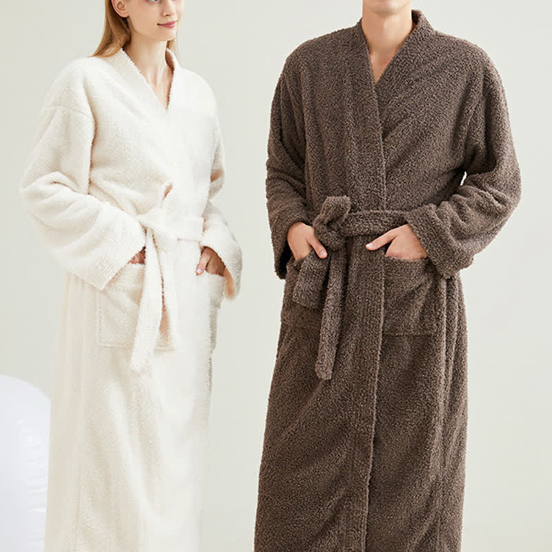 Ownkoti Couple Matching Solid Color Bathrobe Pants Set - image 3